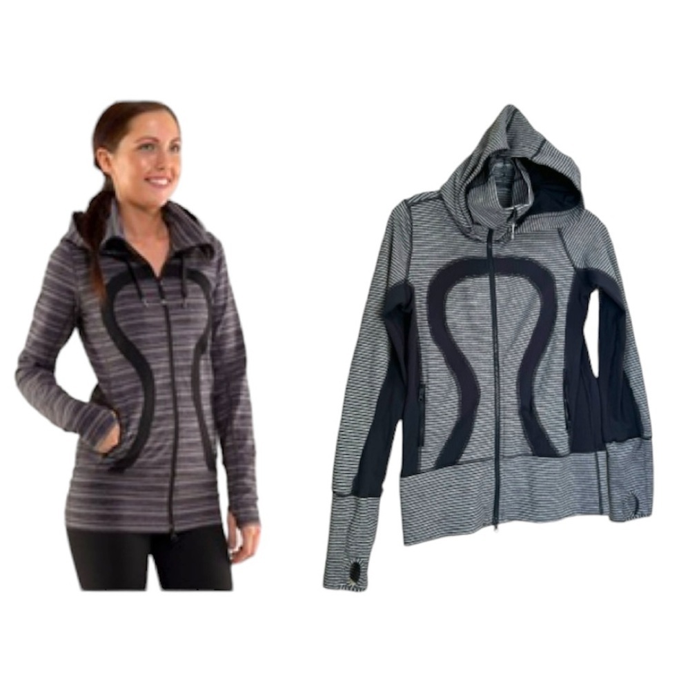 Lululemon Stride Hood Jacket Hoodie Mesh Full Zip Pockets Stretch Thumbholes  4